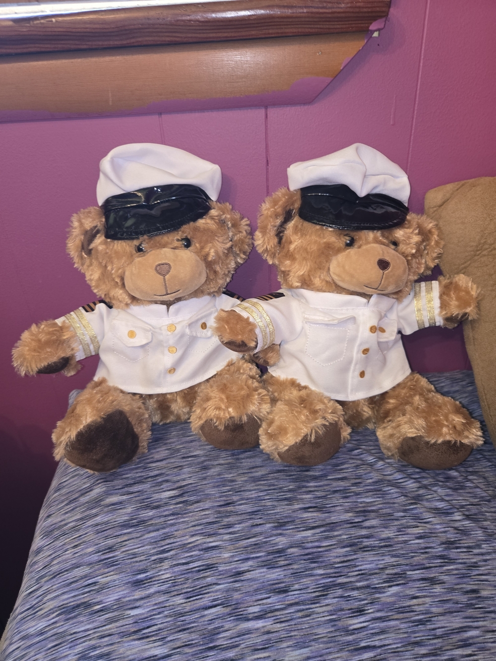 FOCO Plush Teddy Bear - Brown Fur with White Captain Jacket
